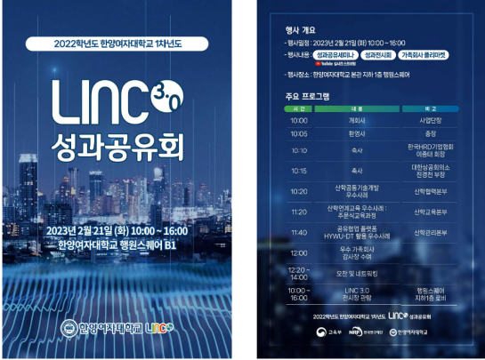 2022년 한양여자대학교 LINC 3.0 성과공유회 개최